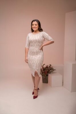 2704 VESTIDO TUBINHO COM FENDA