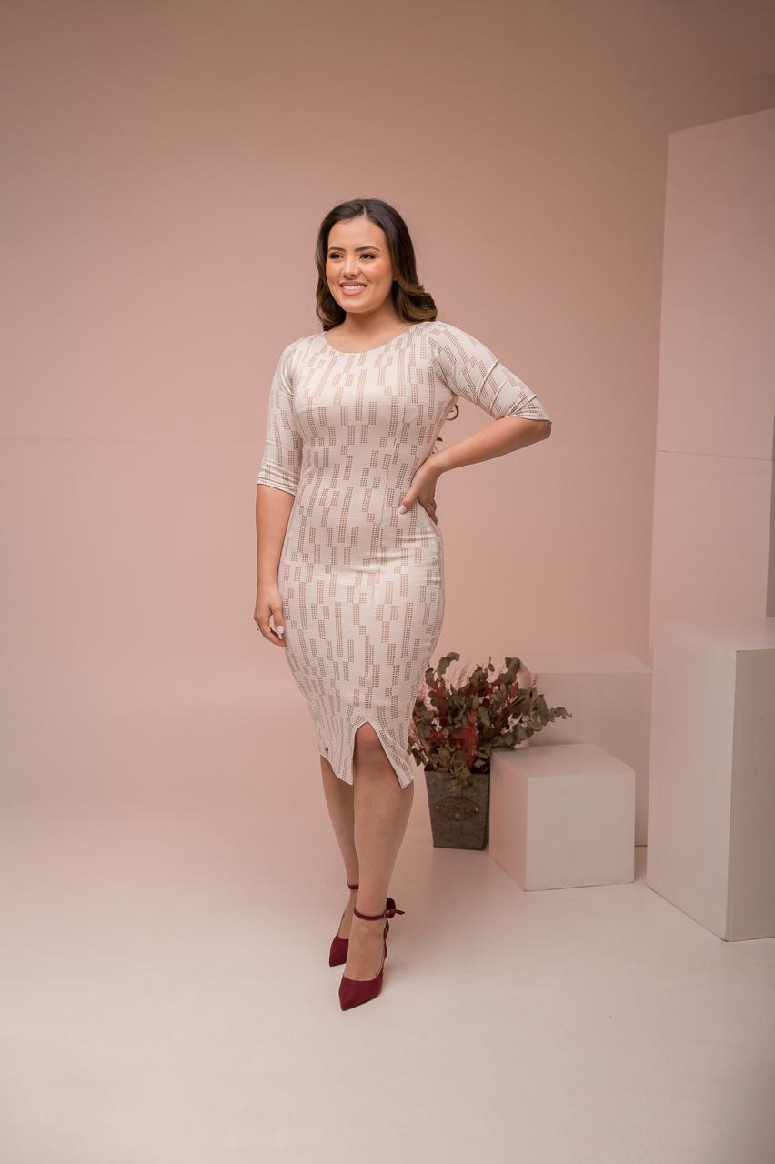 2704 VESTIDO TUBINHO COM FENDA